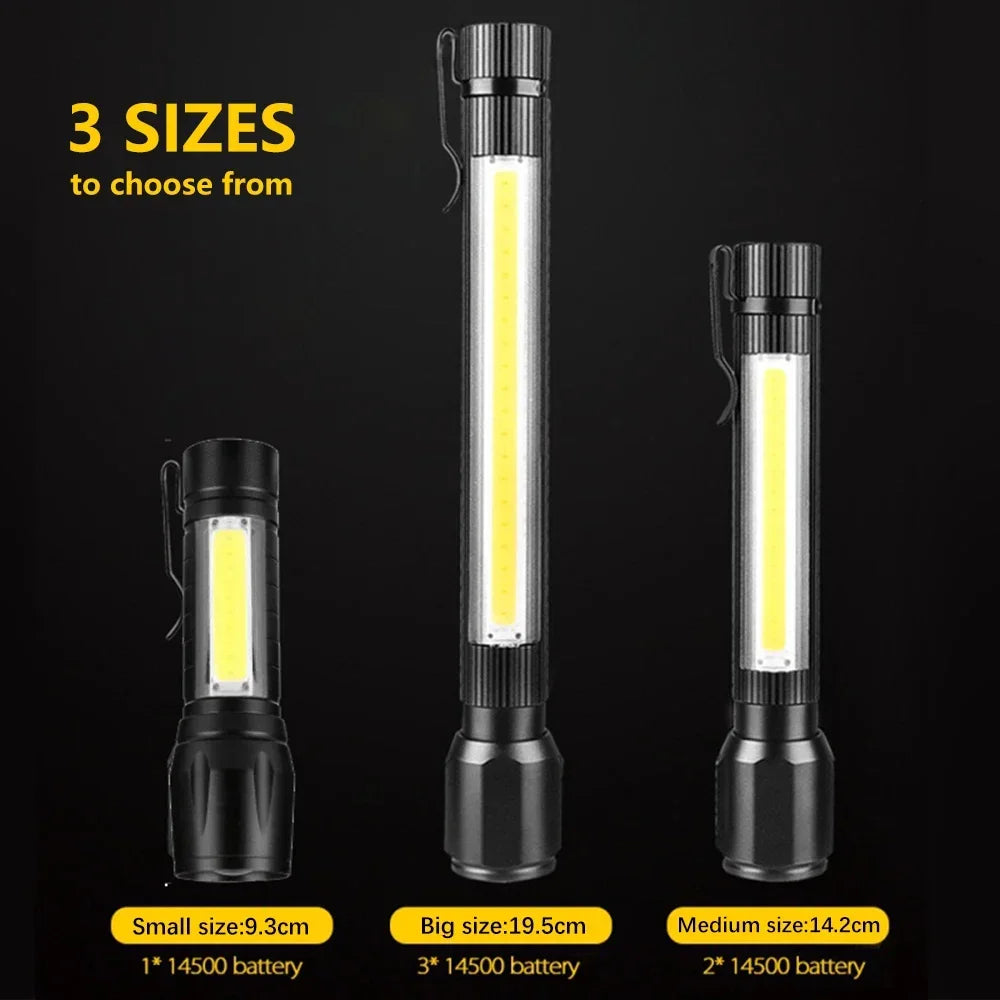 Rechargeable Zoom LED Flashlight Handheld Torch with 3 Modes Waterproof High Power Light Hand Lamp For Working Outdoor Camping Oasis Select