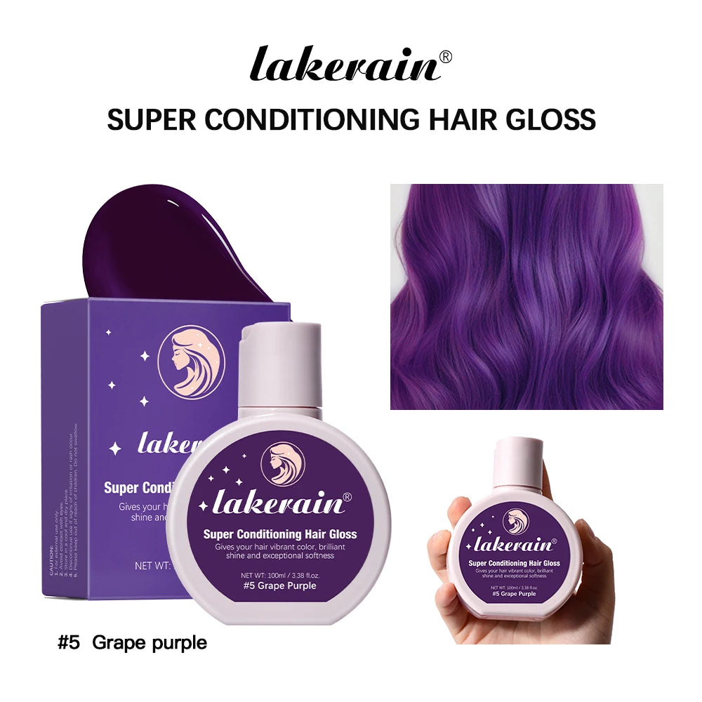 Super Conditioning Hair Gloss Enhance Color Luster Nourishing Repairing Long-lasting Color Hair Tinted Moisturizer No Need Mix Oasis Select Grape Purple