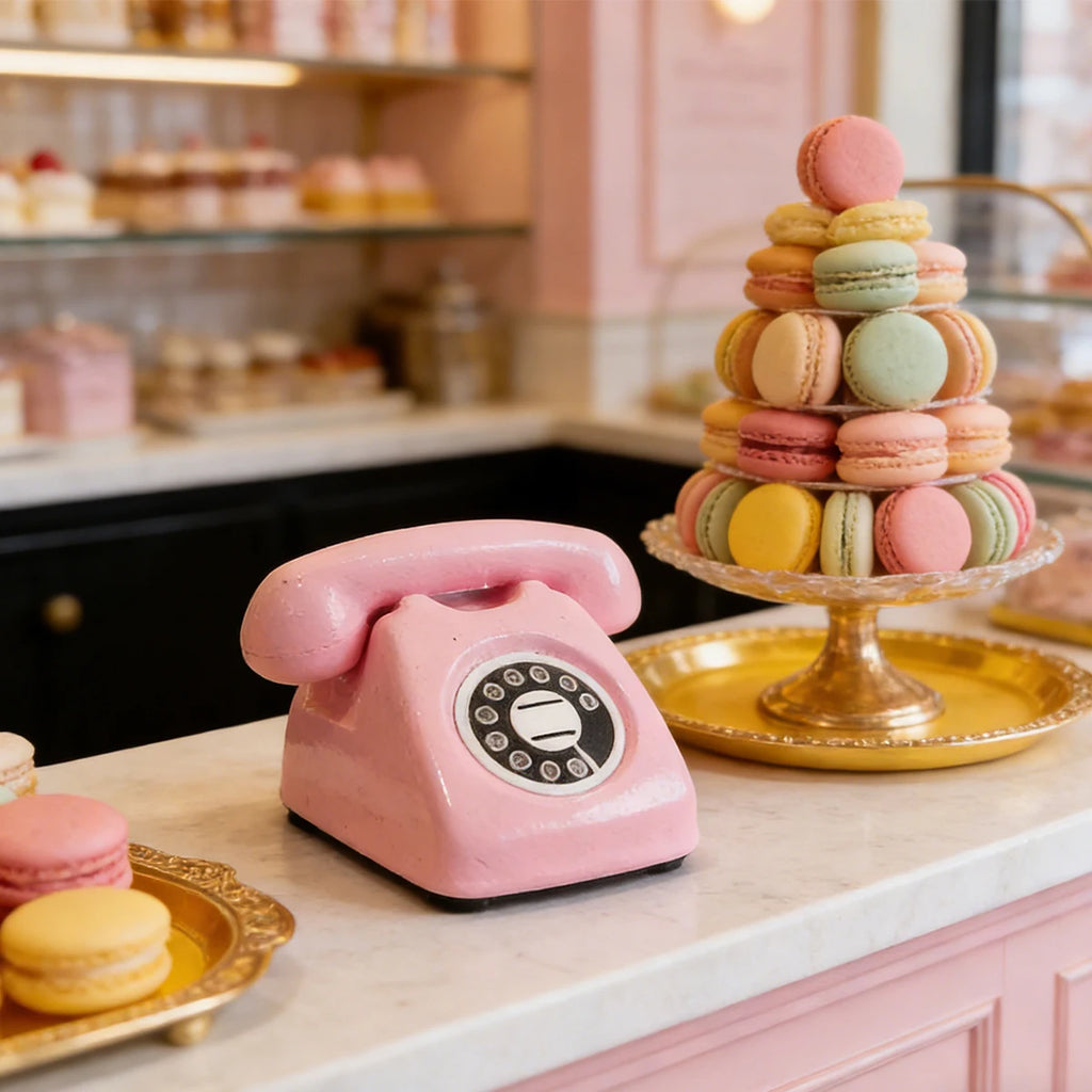 1/4 PCS Mini Vintage Rotary Telephone – 1:12 Miniature Retro Desk Phone for Dollhouse, Fairy Garden Paths & Micro Landscapes Oasis Select