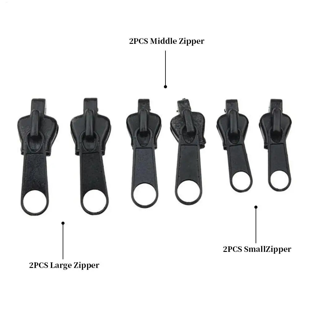 Zipper Replacement Kit Zipper Pull Replacement Slider Fixer Zipper Parts DIY Crafts Zip Repair Kit 6 pcs Size 3 5 7 for Coats Oasis Select