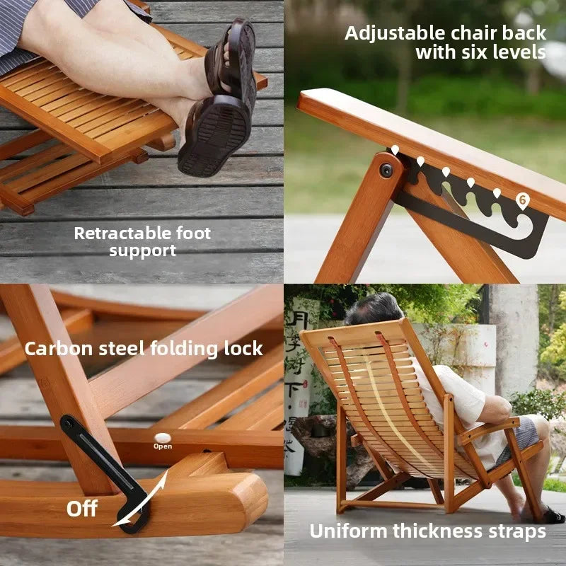 Foldable free chair patio stool rocking recliner folding summer lunch break bench balcony lazy leisure bench Oasis Select