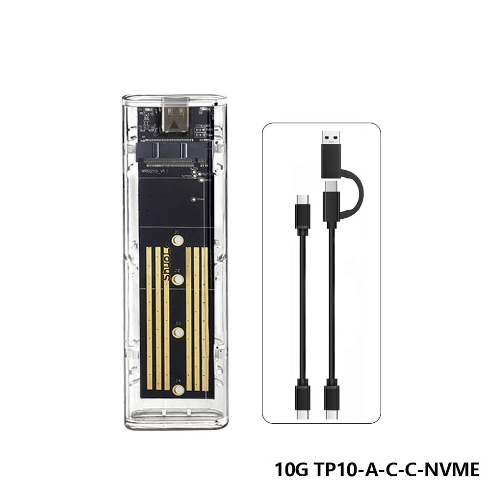 M.2 SSD Enclosure USB-C 10Gbps | NVMe & SATA Dual Protocol