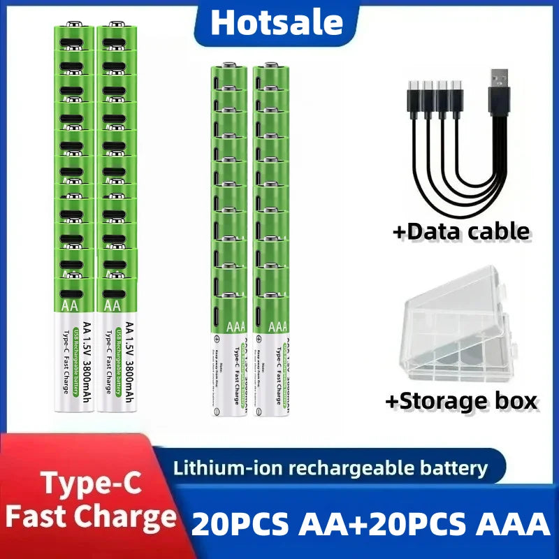 1.5V AA/AAA Rechargeable Batteries, AA/AAA Alkaline Batteries, 3800-3000mAh, for Flashlights, Toys, Clocks, MP3 Players Oasis Select 20AA20AAA