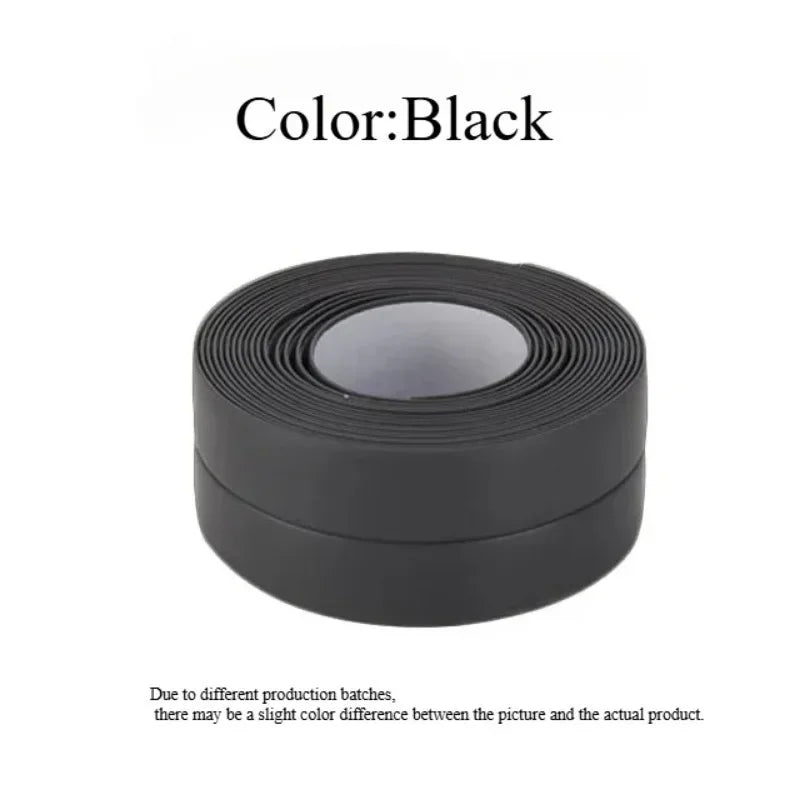 1 Roll of Waterproof White PVC Self-Adhesive Tape - Perfect for Bathroom, Sink & Kitchen - Super Strong Stickiness! Oasis Select black 3.2m 3.8cm