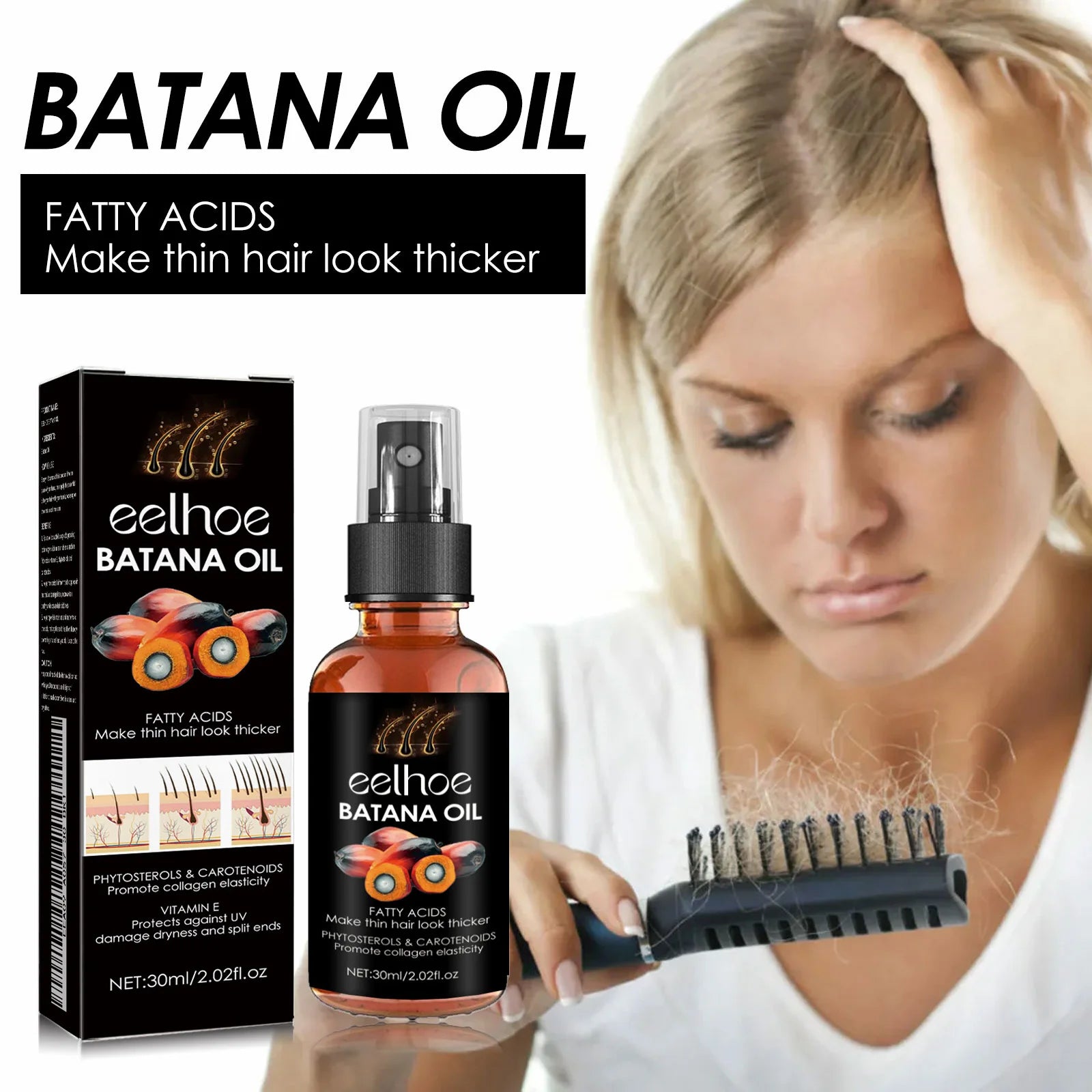 2pcs/set Batana Hair Conditioner and Hair Care Spray Kit Deep Repair for Dry Damaged Hair Frizz Hair Growth For Women For Men Oasis Select