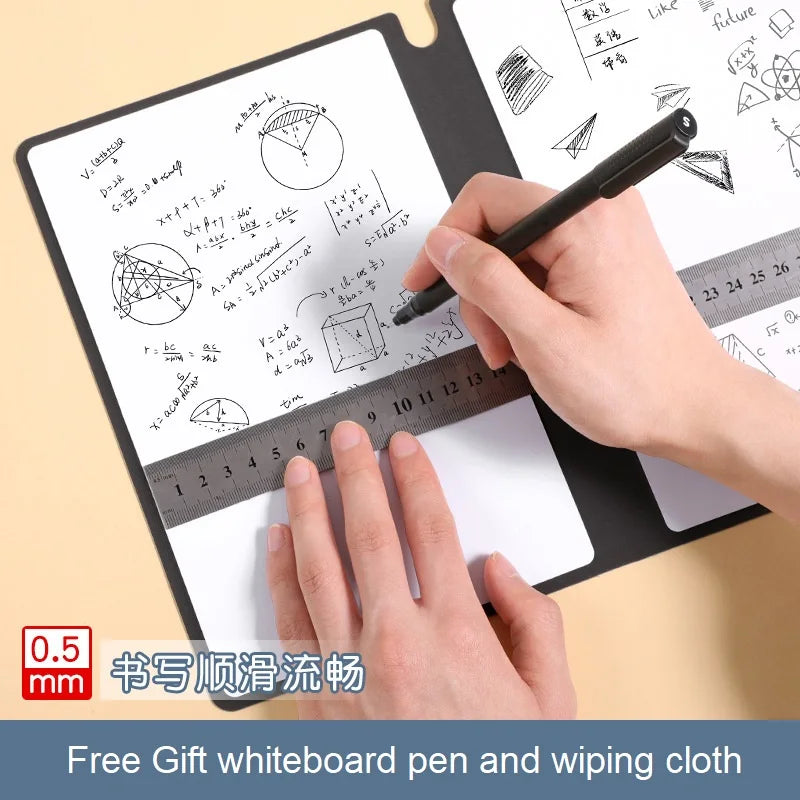1 Pcs Reusable Whiteboard Notebook Set With Whiteboard Pen Erasing Cloth Leather Memo Pad Weekly Planner Portable Stylish Office Oasis Select
