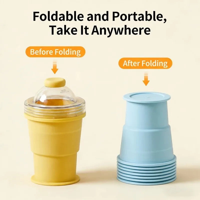 New Portable Foldable Ice Ball Cup with Built-in Straw Food-Grade Silicone Ice Maker Mold Summer Outdoor Travel Tumbler Oasis Select