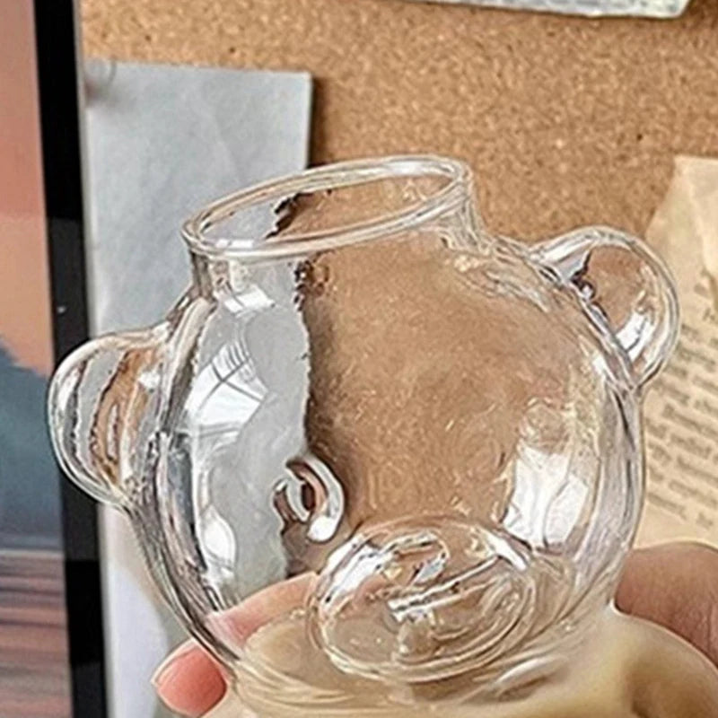 WISH Network Celebrity Restaurant Bear Coffee Cup Cute Cartoon Glass Juice Cup Milk Tea Cup Capacity 320Ml Oasis Select