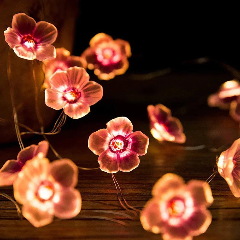 Pink Cherry Blossom LED String Lights | Sakura Fairy Garland