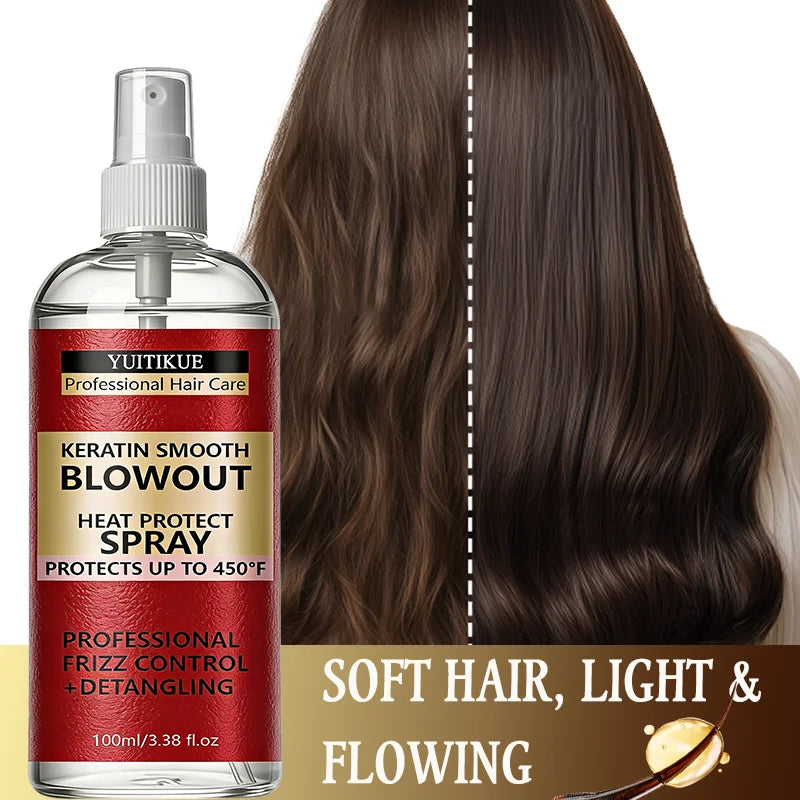 YUITIKUE Keratin Heat Protect Spray – 450°F Frizz Control