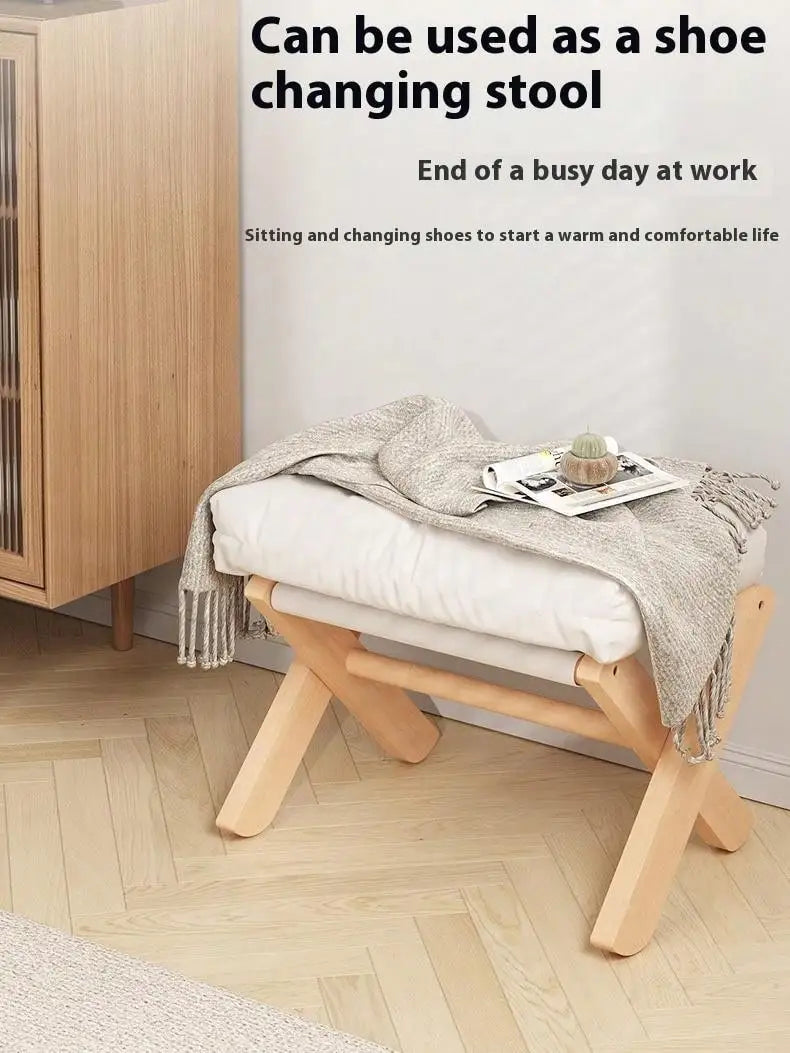 Wooden Low Stool Doorway Small Bench With Leg Rest Living Room Simple Sofa Footstool Adult Bench Shoe Stool Stool Oasis Select