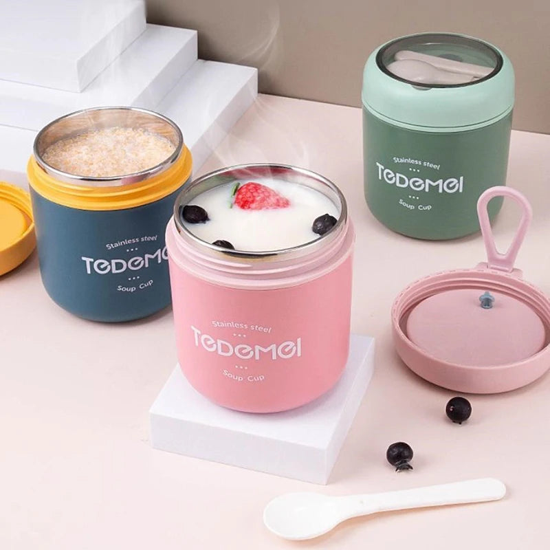 Stainless Steel Insulated Soup Thermos with Spoon Lunch Box Vacuum Cup Food Warmer Thermal Jar Container Cooler Oasis Select