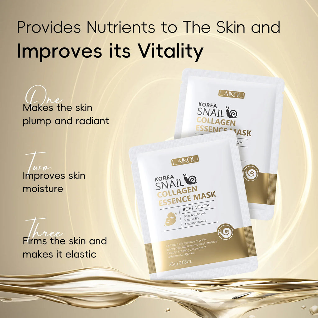 Snail Mucin & Protein Sheet Mask,Anti-Aging & Repair Face Mask,Hydrating Firming Essence Mask for Wrinkles and Pores,5/10/20 PCS Oasis Select 10pcs