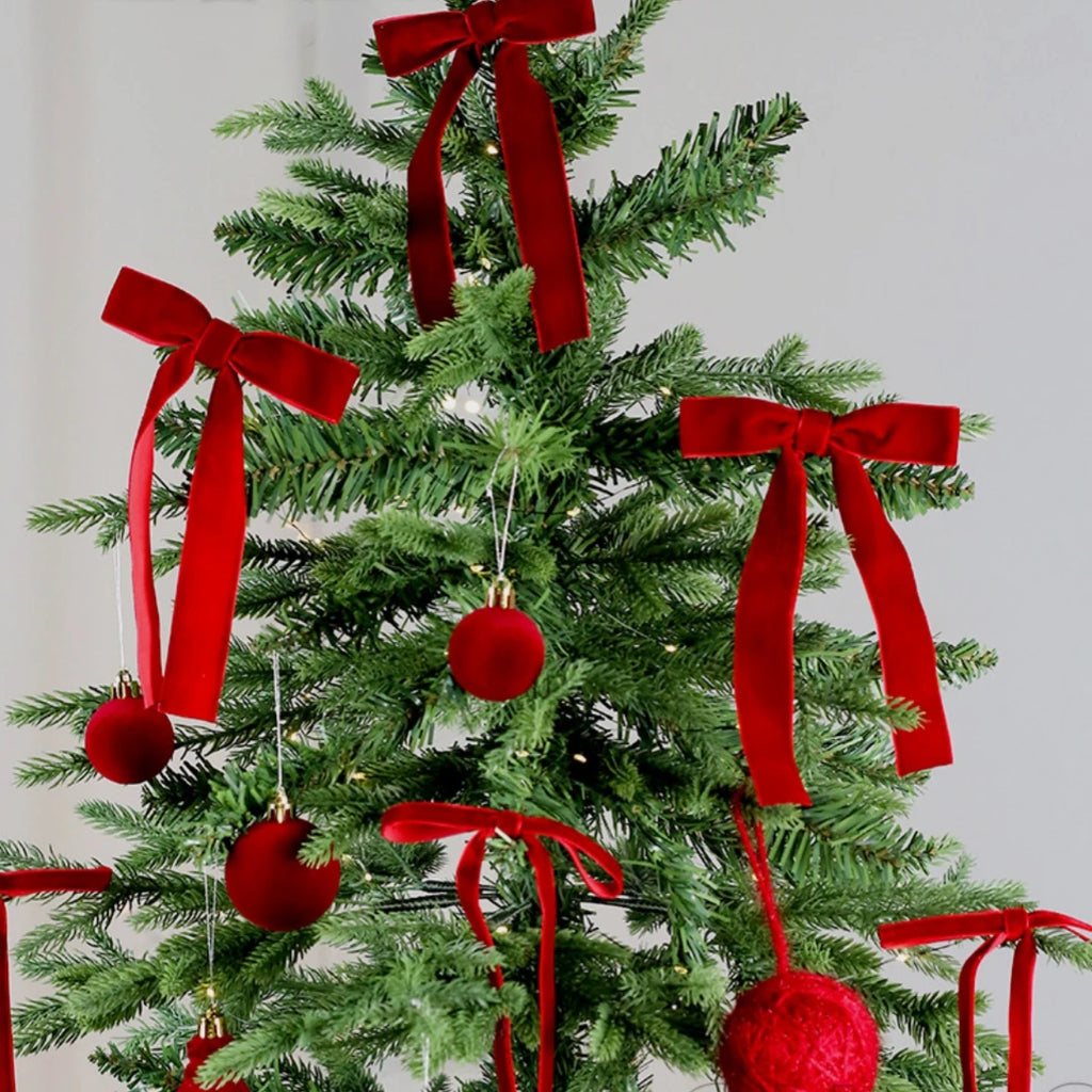 24 velvet bows for Christmas trees - used as rural gift bows for Christmas home decoration, outdoor, and indoor occasions Oasis Select