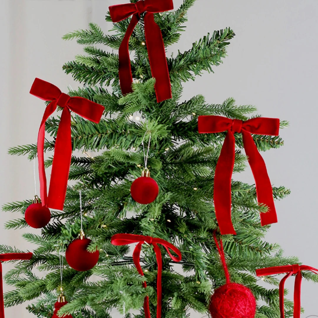 24 velvet bows for Christmas trees - used as rural gift bows for Christmas home decoration, outdoor, and indoor occasions Oasis Select