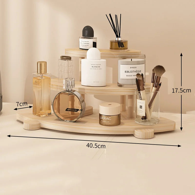 Wood 3-Tier Corner Shelf | Cosmetic & Figurine Display Stand