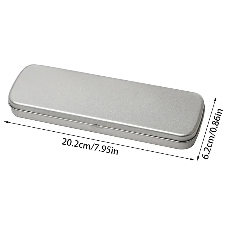 Metal Pen Box Iron Box Versatile Metal Pencil Stationery Students Spacious Heavy Duty Pen Box Rectangular Fountain Pen Case Oasis Select