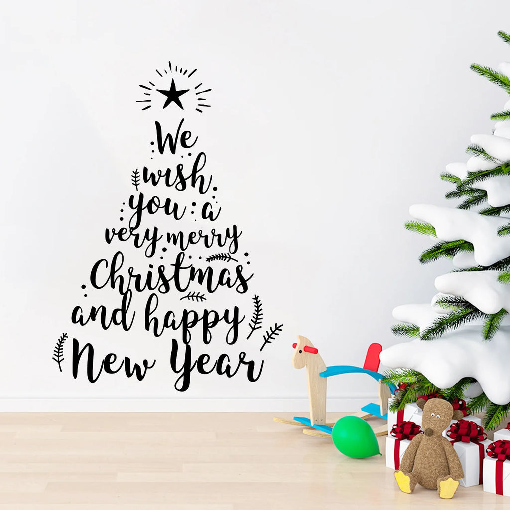 Xmas Tree Stickers Decorative Removable Wall Decals Festive Window Stickers Pvc Holiday Wall Stickers For Window Office Living Oasis Select