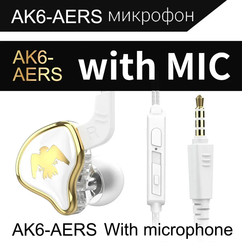 QKZ CK5 FiLe Wired Earphone with Microphone HiFi Music Earphone Professional Gaming And Sports Noise Cancelling Headphones Oasis Select QKZ AK6-Ares White