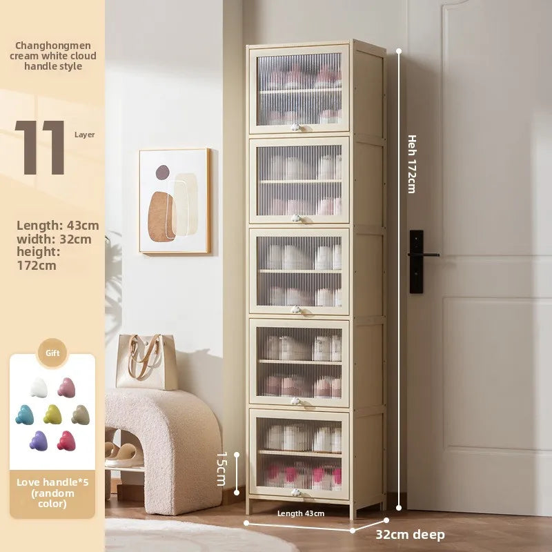 Cream wind dopamine shoe cabinet household simple door multi-layer dust storage shoe rack Oasis Select Eleventh floor 43