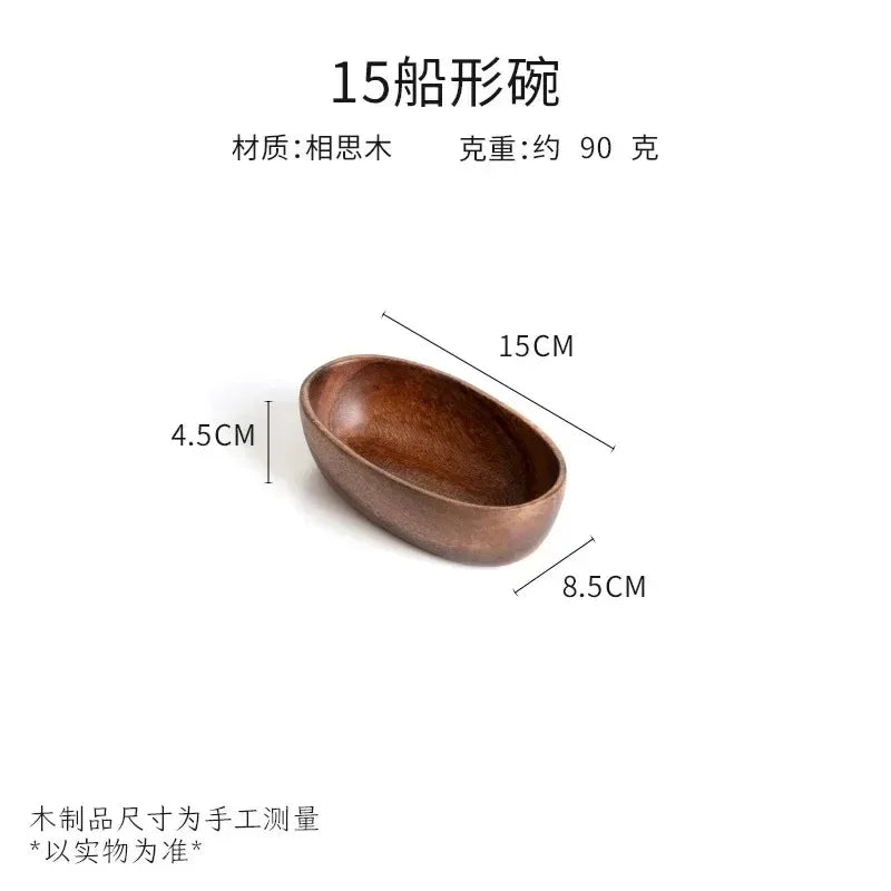 Walnut Wood Boat-Shaped Bowl – Fruit, Nut & Sushi Plate Wooden Serving Bowl Oasis Select 15cm