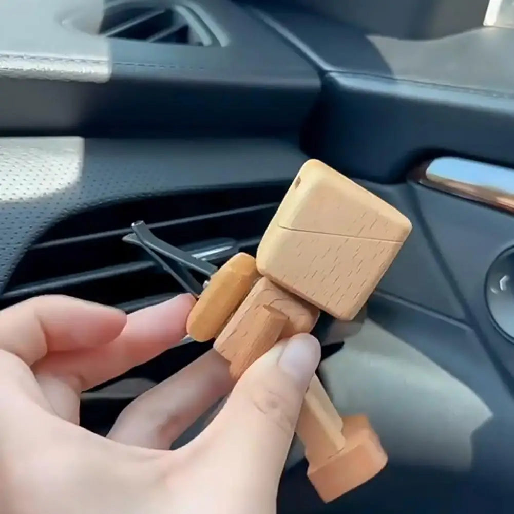 Shaking Wooden Man Figurine – Car Dashboard Aromatherapy Decor