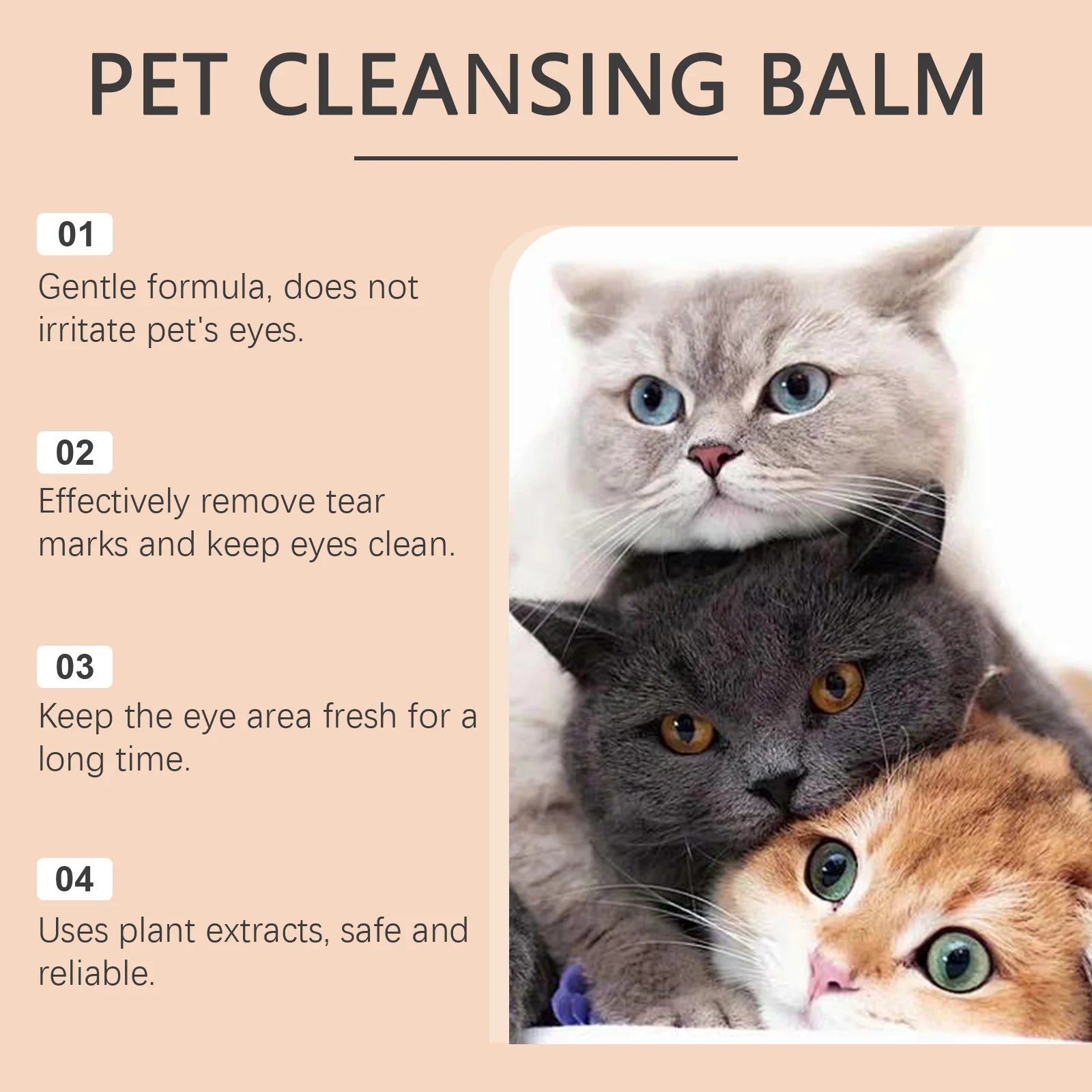 Pet Tear Stain Cleansing Balm Gentle Eye Stain Cleaning Non-irritating Reduce Eye Tear Marks Pet Eye Care Cleansing Cream 30g Oasis Select