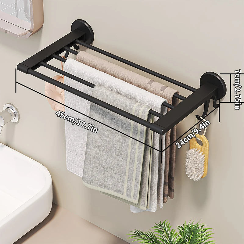 5-Bar No-Drill Bathroom Wall Storage Rack | Towel Organizer