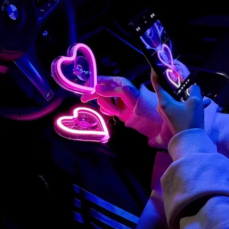 Heart LED Car Window Neon Light | USB & Remote Control