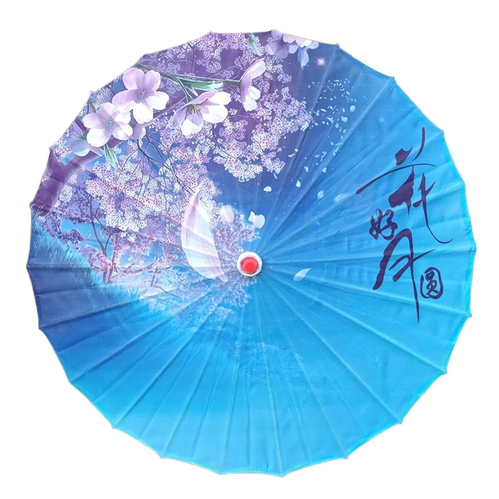 Handmade Silk Cloth Women Umbrella Waterproof Rain Proof Chinese Oil Paper Umbrella Decorative Ancient Dance Umbrella Oasis Select Style 43
