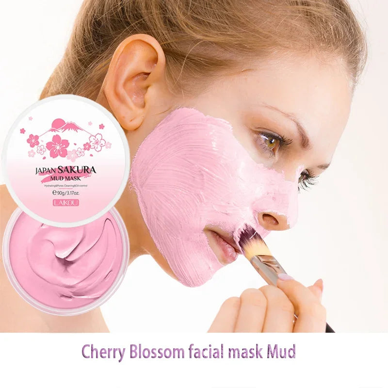 Laikou Sakura Mud Mask Deep Cleansing Oil Control Balance Antioxidan Shrink Pores Remove Blackheads Refreshing Facial Mask90/25g Oasis Select