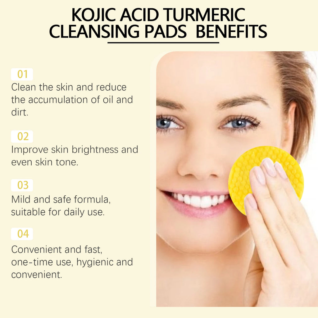 Turmeric Kojic Acid Cleansing Pad Pore Cleanser Makeup Remover Exfoliator Oil Control Brightening Smooth Facial Washing Sponge Oasis Select