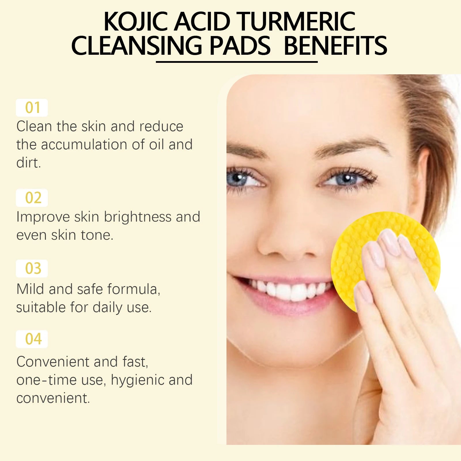 Turmeric Kojic Acid Cleansing Pad Pore Cleanser Makeup Remover Exfoliator Oil Control Brightening Smooth Facial Washing Sponge Oasis Select