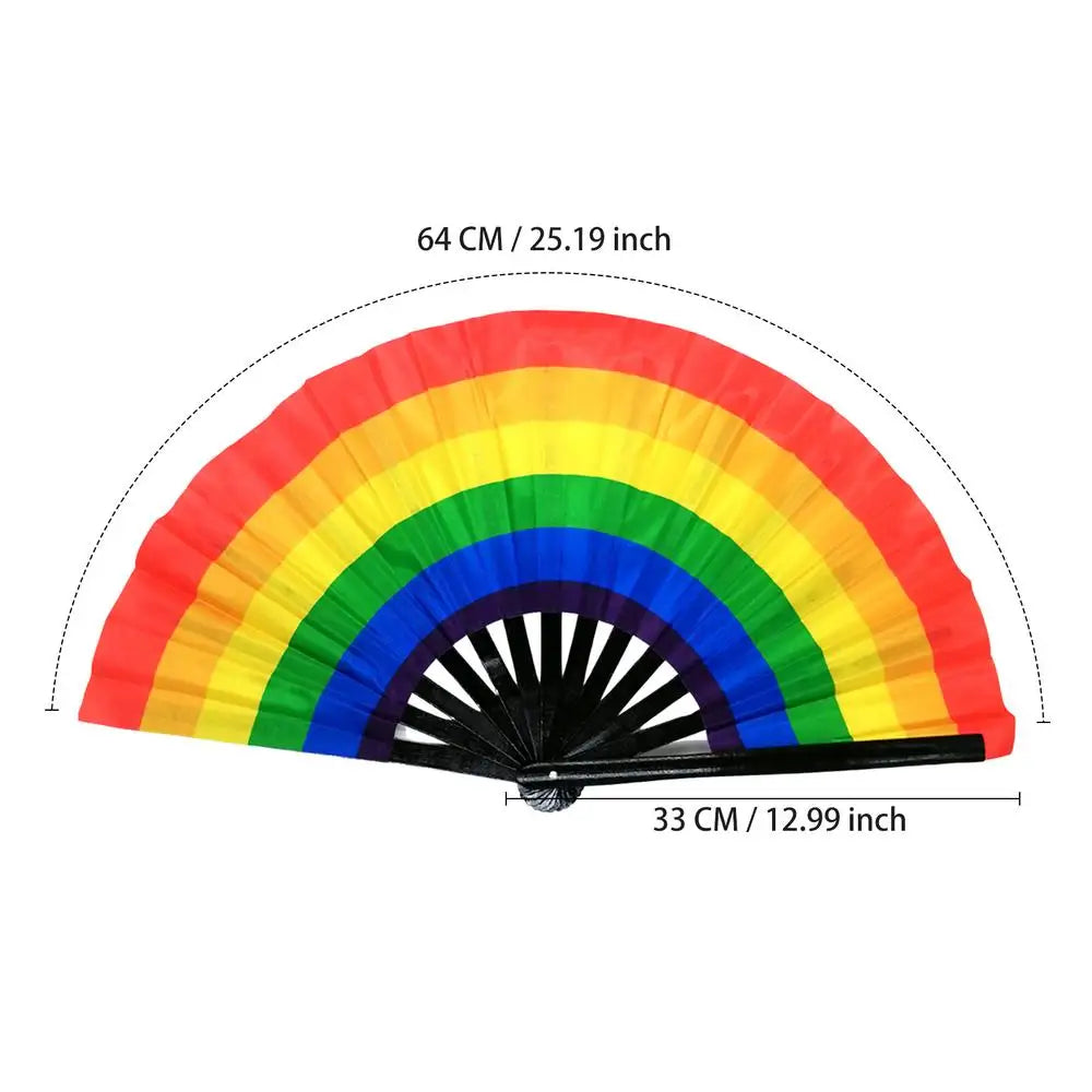 Rainbow Fan Rainbow Rave Hand Fan Rainbow Hand Held Folding Fan Chinese and Japanese Handheld Fan Dancing Fan Fold Hand Fan Oasis Select C