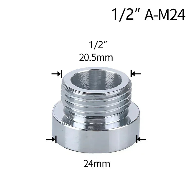 Water Faucet Coupler 1/2 To M16 M18 M20 M22 M24 M28 M32 Thread Connector Conversion Tap Adapter Fitting Bubbler Kitchen Bathroom Oasis Select A-M24