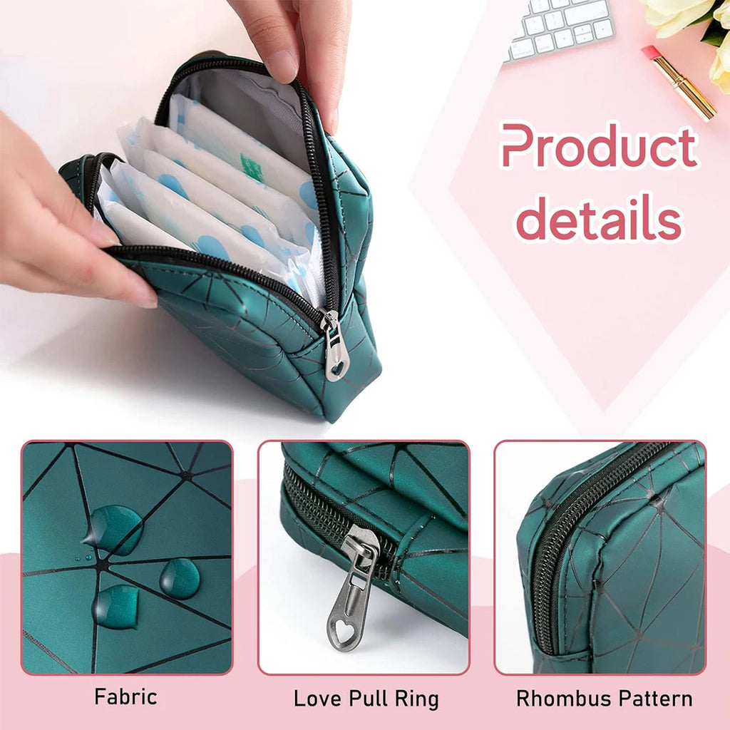 Women Period Pouch Sanitary Bag Makeup Mini Discreet Zipper Organizer Tampon Pad Purse Travel School Storage Essentials Oasis Select