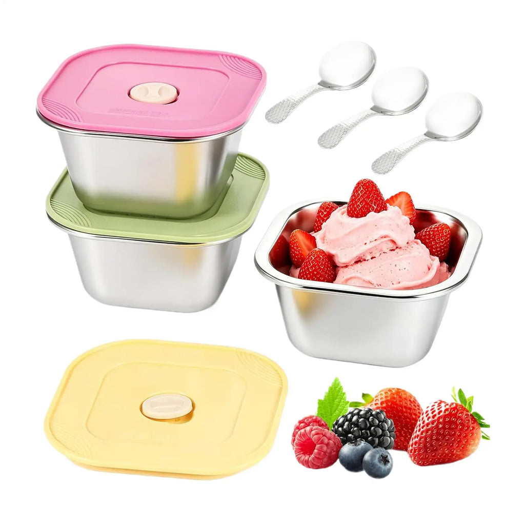 400ml Ice Cream Storage box with Lids Reusable Ice Cream Box Container Mold With Lid Kitchen Refrigerator Storage Containers Oasis Select