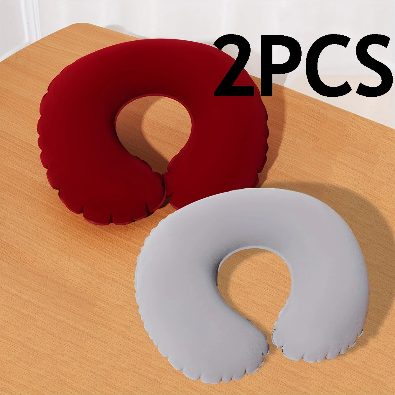 2Pcs/Pack inflatable U-shaped pillow, portable folding neck pillow for travel, suitable for travel Oasis Select Gray and Crimson