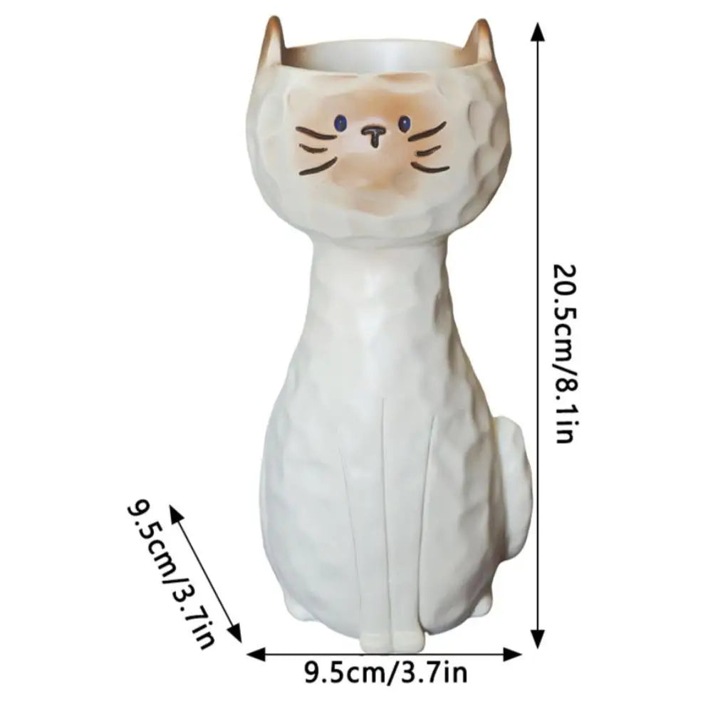1Pc Cartoon Standing Cat Flower Pot Resin Succulent Planter Creative Tabletop Ornament Home Living Room Desktop Plant Pot Decor Oasis Select