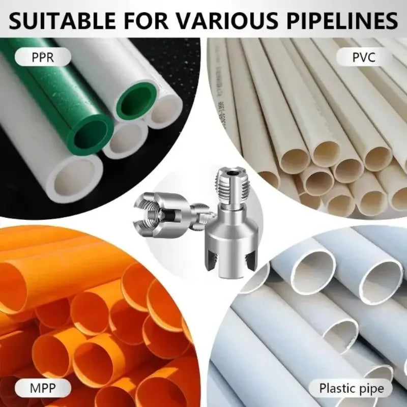 DN15/DN20 Internal External Thread Maker Drill Bit Adapter PVC Tube Threading Tap For Water Pipeline Installation Maintenance Oasis Select
