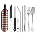 Tableware Stainless Steel Cutlery Knife Fork Spoon Steak Knife Spice Bottle Straw Outdoor Travel Portable Set Oasis Select Natural color