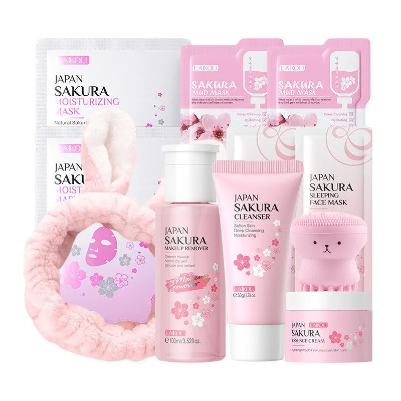 LAIKOU Sakura 7-Piece Skincare Set – Hydrate, Brighten & SPF 50
