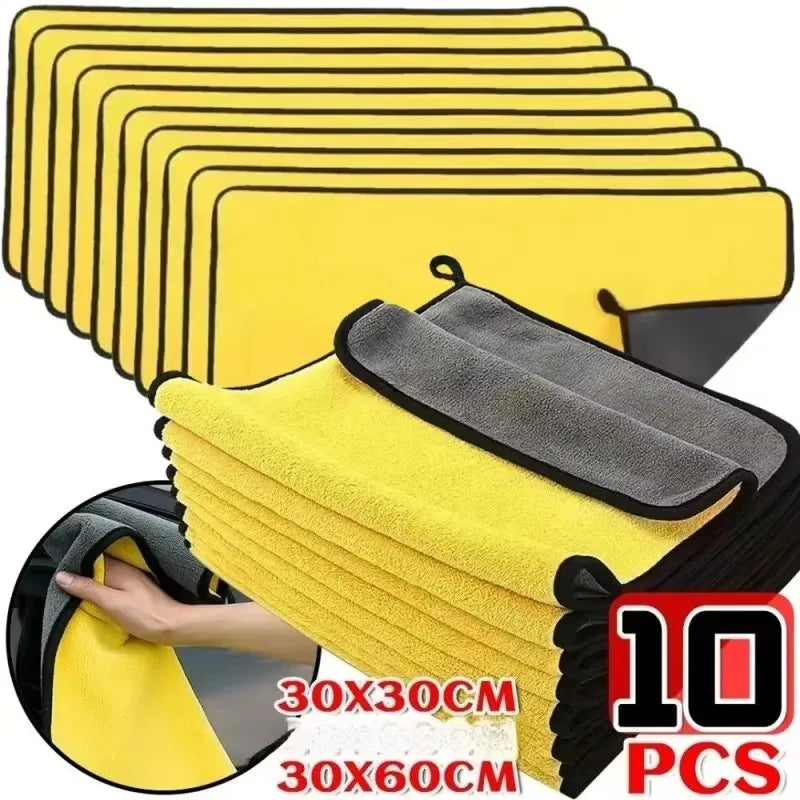1-10Pcs Microfiber Cleaning Towel Thicken Soft Drying Cloth Car Body Washing Towels Double Layer Clean Rags 30/60cm Oasis Select