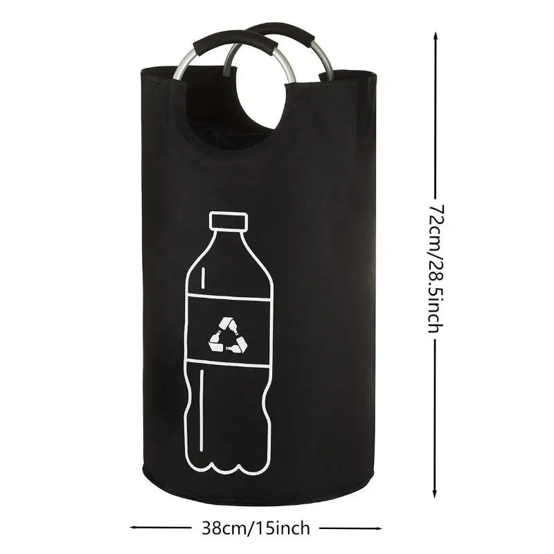 82L Empty Bottle Storage Basket Folding Kitchen Wastewater Bottle Collector Bag With Aluminum Handle Large Capacity Bin Oasis Select Black