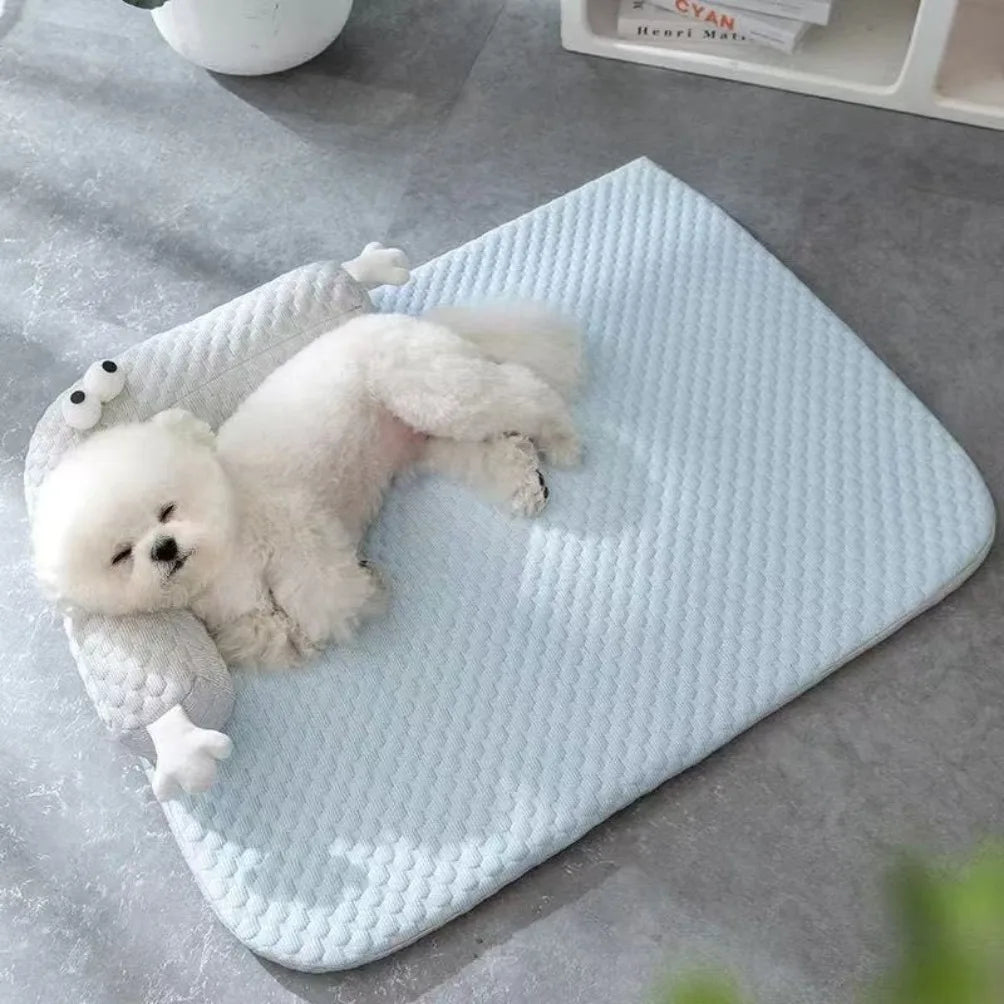 Cartoon Pet Cooling Mat Cat Supplies Breathable Bubble Dot Cute Dog Bed with Pillow Washable Summer Pets Pad for Small Dogs Cats Oasis Select