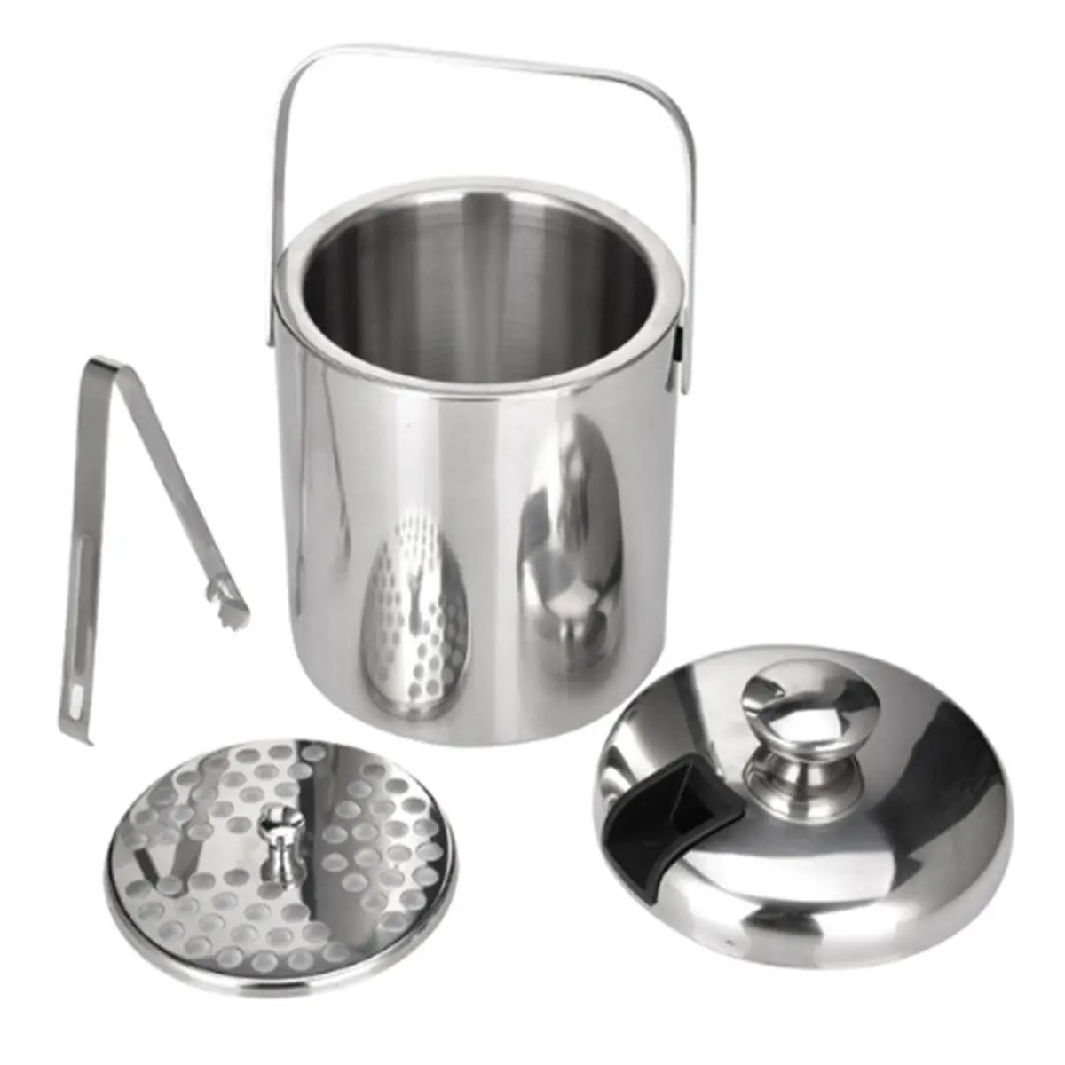 Stainless Steel Ice Bucket with Lid & Tongs | 1.3L Bar Cooler