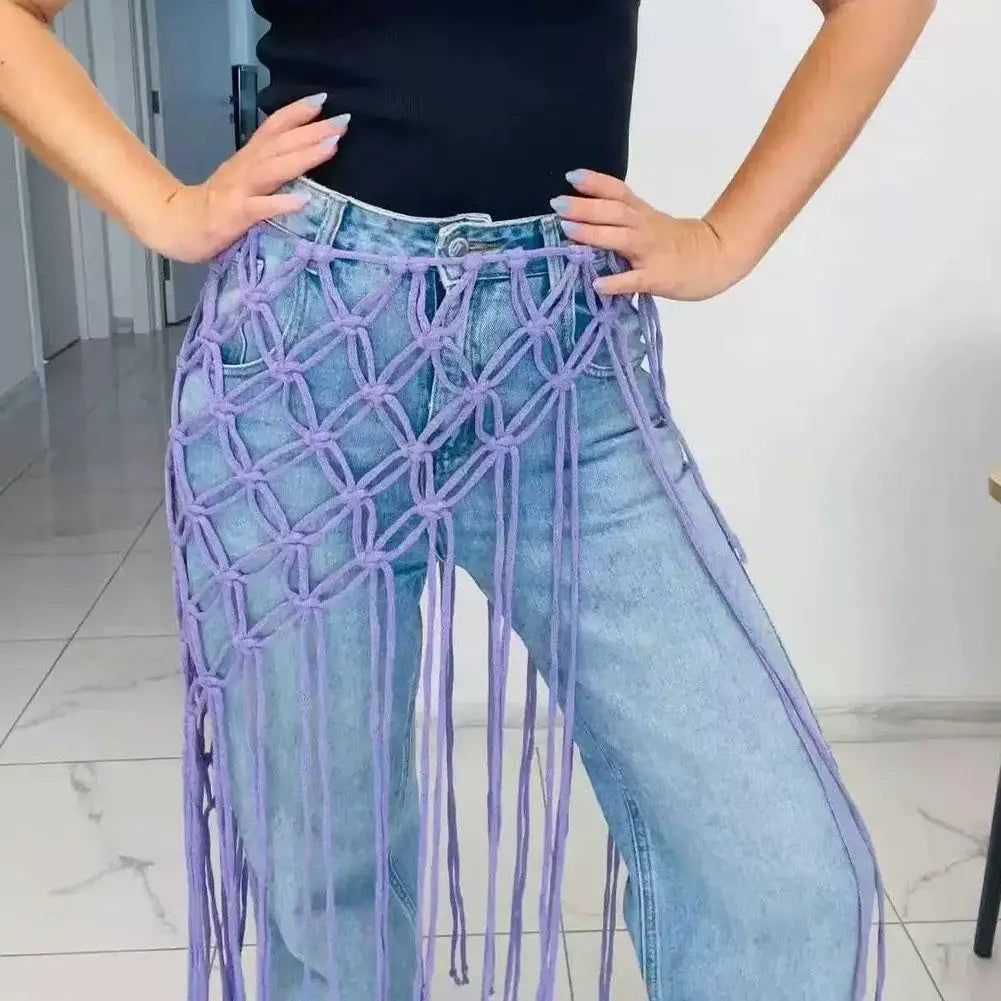 Bohemian Tassel Waist Belt – Macrame Fringe Wrap & Bikini Cover Up