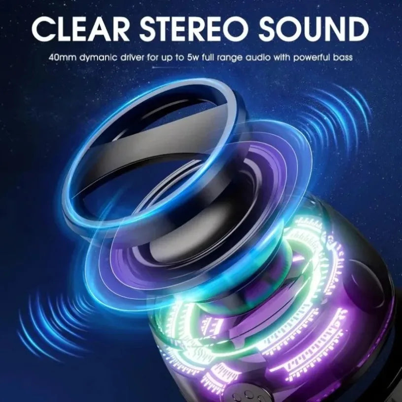 Mini Travel Stereo Speaker with RGB Color Light and Phone Holder Outdoor Magnetic Bluetooth Speaker Wireless Portable for IOS Oasis Select