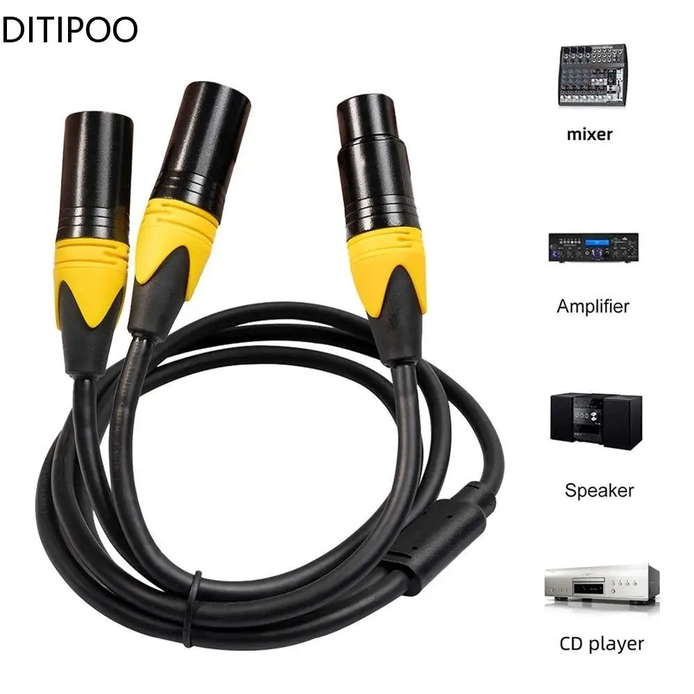 XLR Splitter 3 Pin XLR Female To Dual XLR Male Y Splitter Balanced Mic Cable 3FT 100CM Instruments Microphones Cables Signal Oasis Select