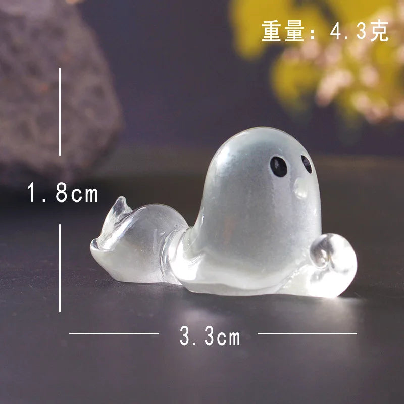 Halloween Miniatures Luminous Garden Figurines Cute Ghost Figurines Glow in The Dark Resin Figures Micro Miniature Statue Outdoo Oasis Select 4